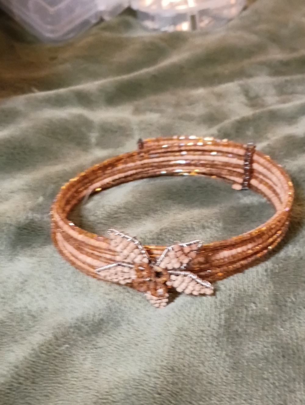 Beaded Multi-Strand Choker with Leaf Accent - Brown